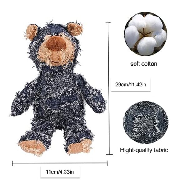 Indestructible Squeaky Plush Dog Toy Heavy Chewer Durable Bear Design - Picture 5 of 5